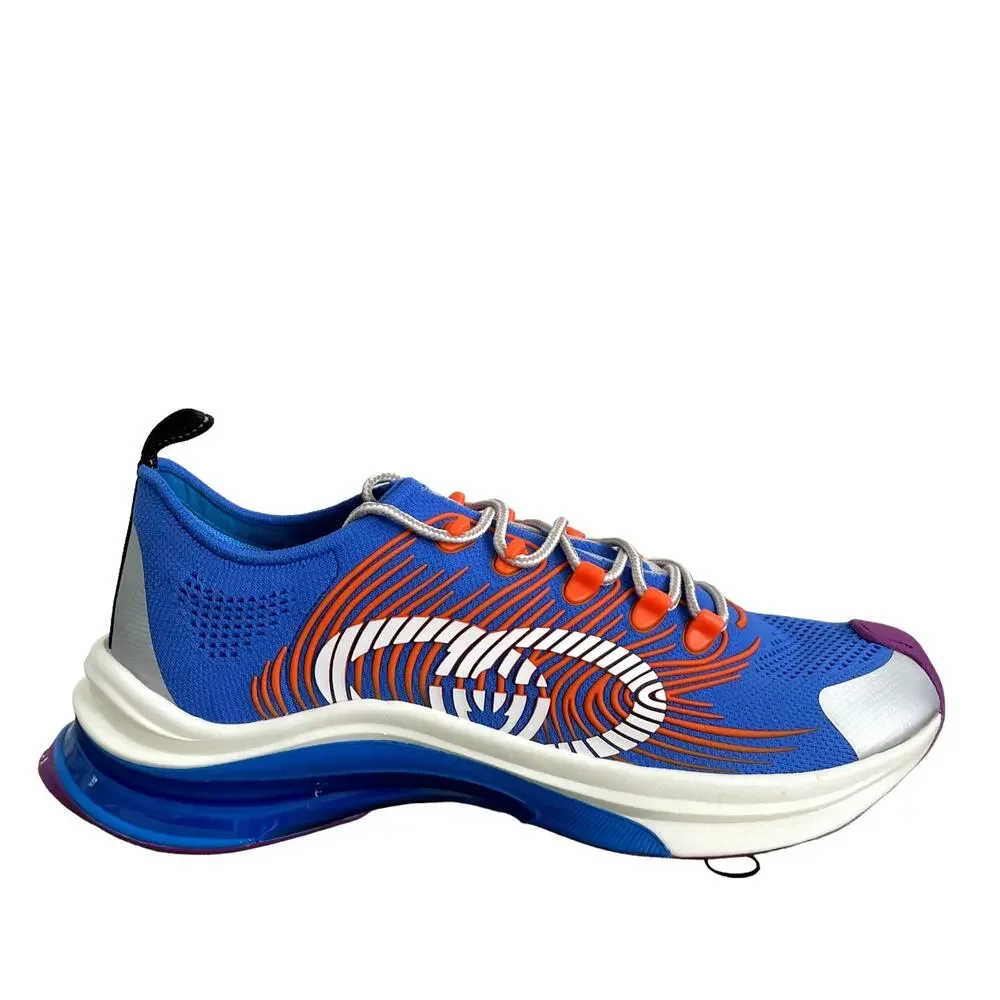 GUCCI Men's Run Sneaker Low Top Blue White Orange 680893 Size 11 US 11.5 NEW